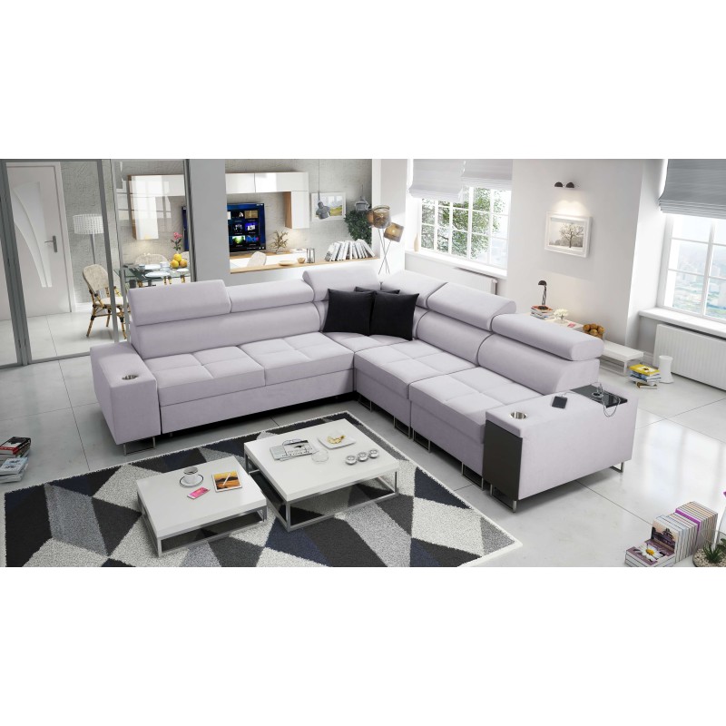 Ecksofa Orbix III mit Schlaffunktion, verstellbaren Kopfstützen und USB-Anschluss - Geräumig und bequem