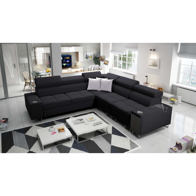 Ecksofa Orbix III mit Schlaffunktion, verstellbaren Kopfstützen und USB-Anschluss - Geräumig und bequem