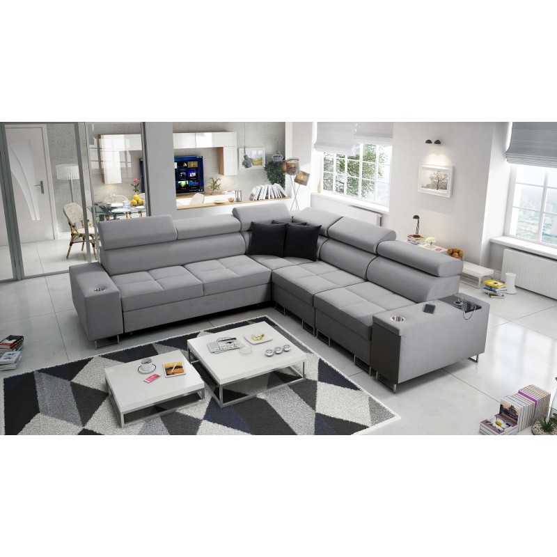 Orbix III corner sofa with sleeping function, adjustable headrests, and USB port - Spacious and comfortable