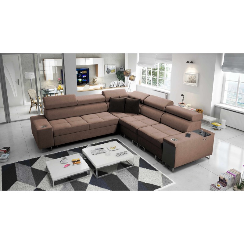 Orbix III corner sofa with sleeping function, adjustable headrests, and USB port - Spacious and comfortable