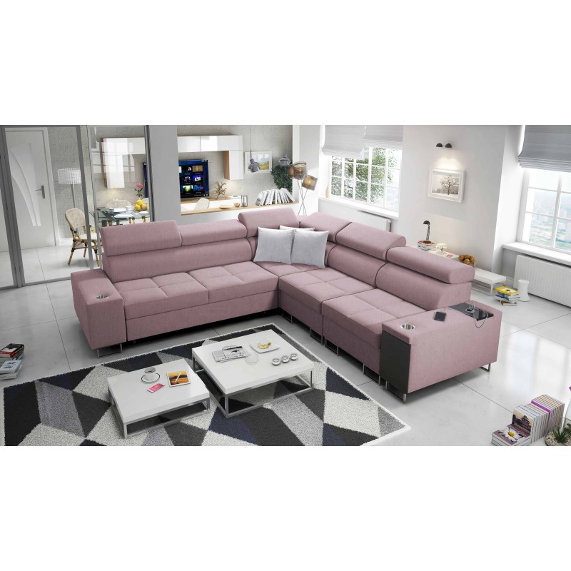 Ecksofa Orbix III mit Schlaffunktion, verstellbaren Kopfstützen und USB-Anschluss - Geräumig und bequem