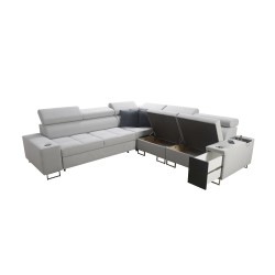 Ecksofa Orbix III mit Schlaffunktion, verstellbaren Kopfstützen und USB-Anschluss - Geräumig und bequem