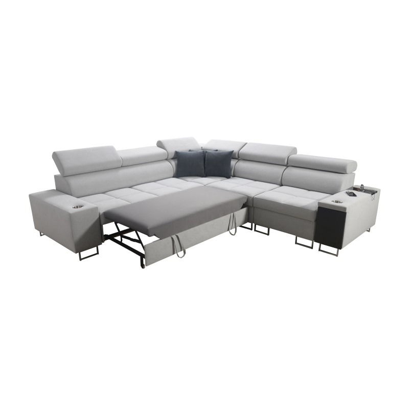 Orbix III corner sofa with sleeping function, adjustable headrests, and USB port - Spacious and comfortable