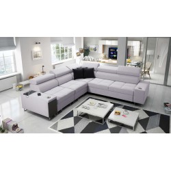 Ecksofa Orbix III mit Schlaffunktion, verstellbaren Kopfstützen und USB-Anschluss - Geräumig und bequem