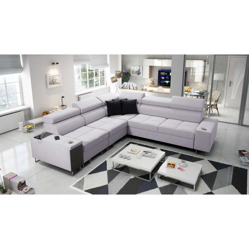 Ecksofa Orbix III mit Schlaffunktion, verstellbaren Kopfstützen und USB-Anschluss - Geräumig und bequem