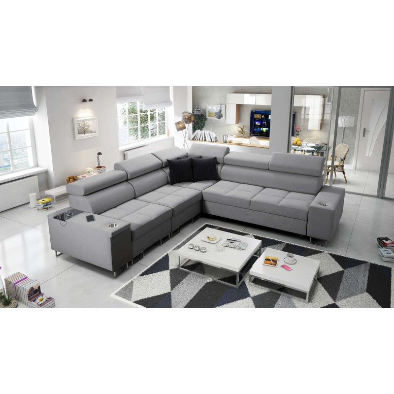 Ecksofa Orbix III mit Schlaffunktion, verstellbaren Kopfstützen und USB-Anschluss - Geräumig und bequem