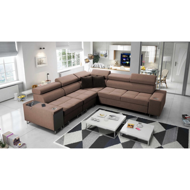 Orbix III corner sofa with sleeping function, adjustable headrests, and USB port - Spacious and comfortable