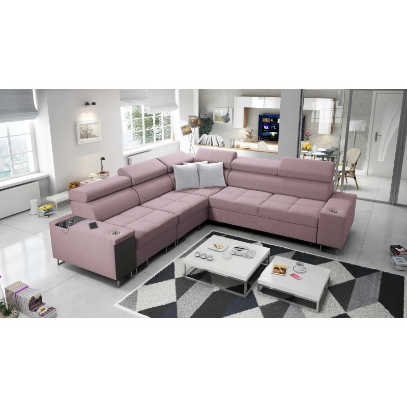 Orbix III corner sofa with sleeping function, adjustable headrests, and USB port - Spacious and comfortable