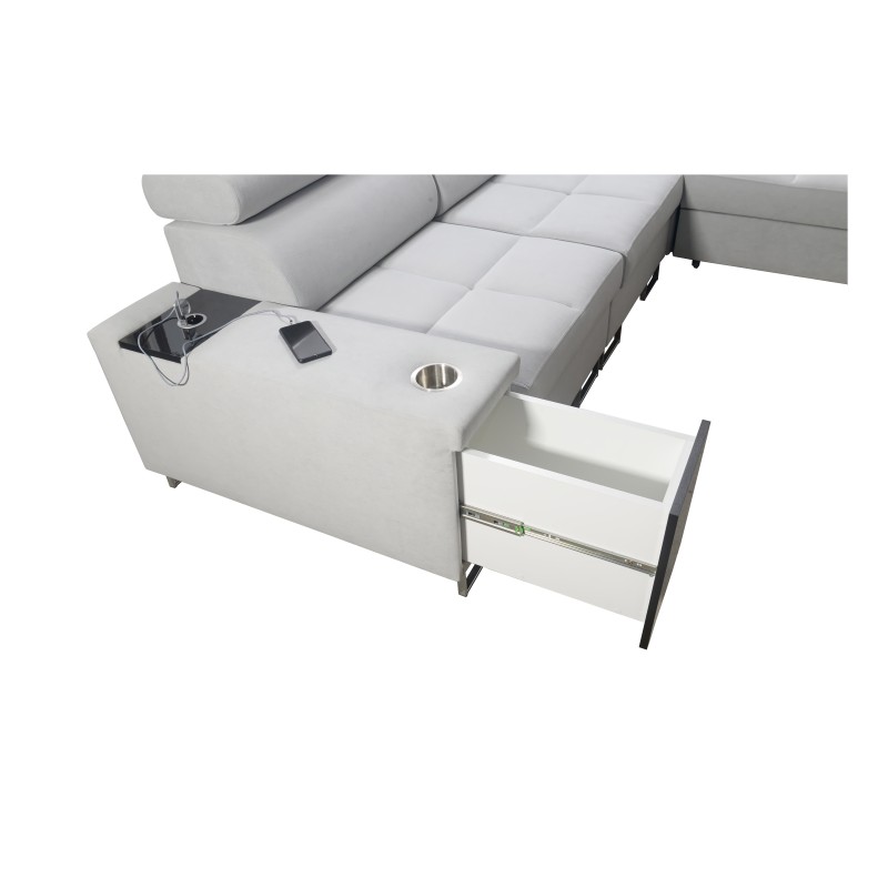 Orbix III corner sofa with sleeping function, adjustable headrests, and USB port - Spacious and comfortable