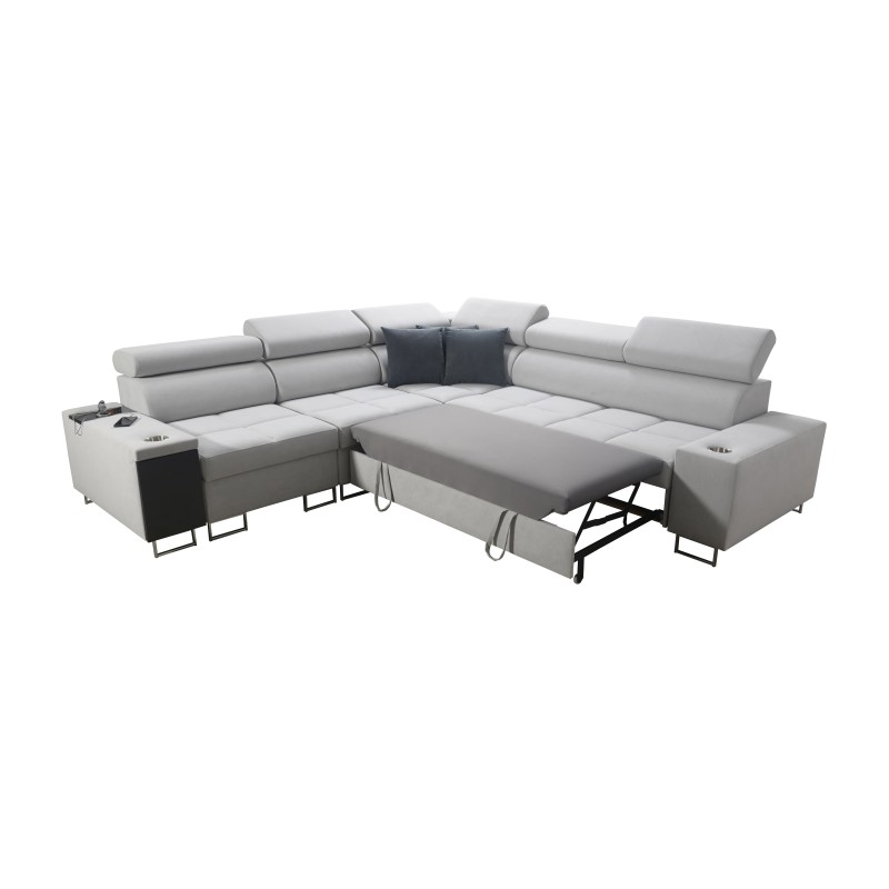 Orbix III corner sofa with sleeping function, adjustable headrests, and USB port - Spacious and comfortable