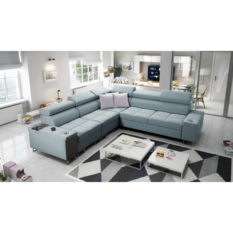 Ecksofa Orbix III mit Schlaffunktion, verstellbaren Kopfstützen und USB-Anschluss - Geräumig und bequem