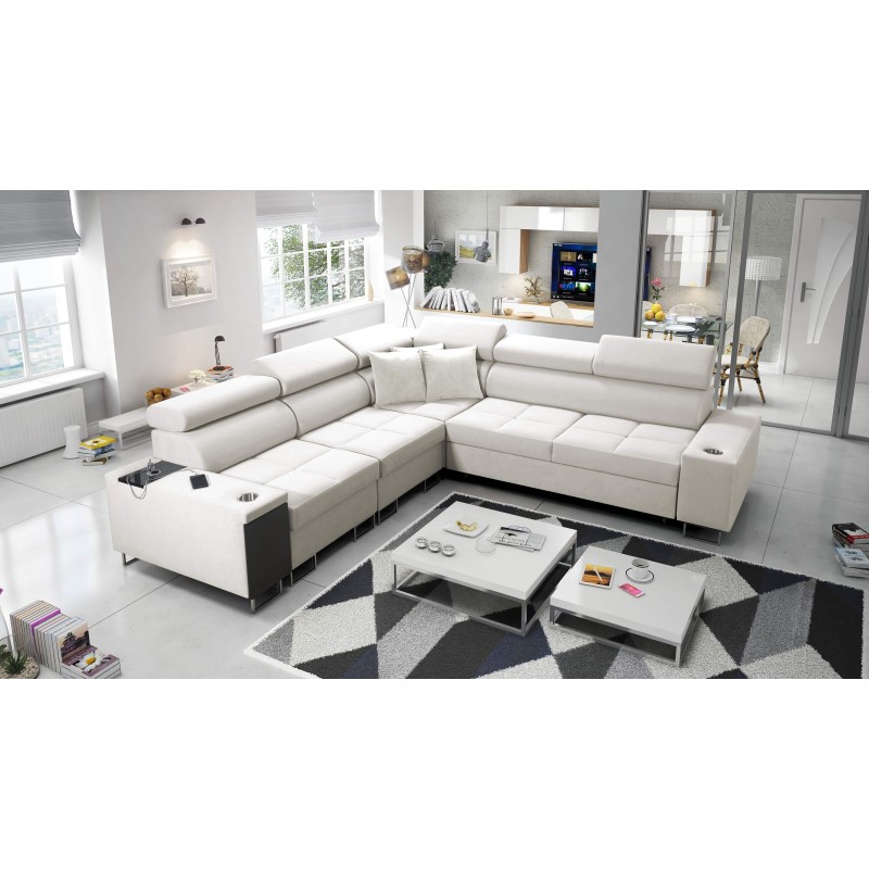 Orbix III corner sofa with sleeping function, adjustable headrests, and USB port - Spacious and comfortable