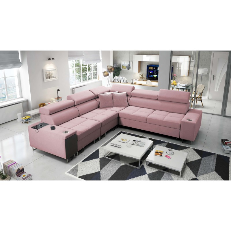 Ecksofa Orbix III mit Schlaffunktion, verstellbaren Kopfstützen und USB-Anschluss - Geräumig und bequem