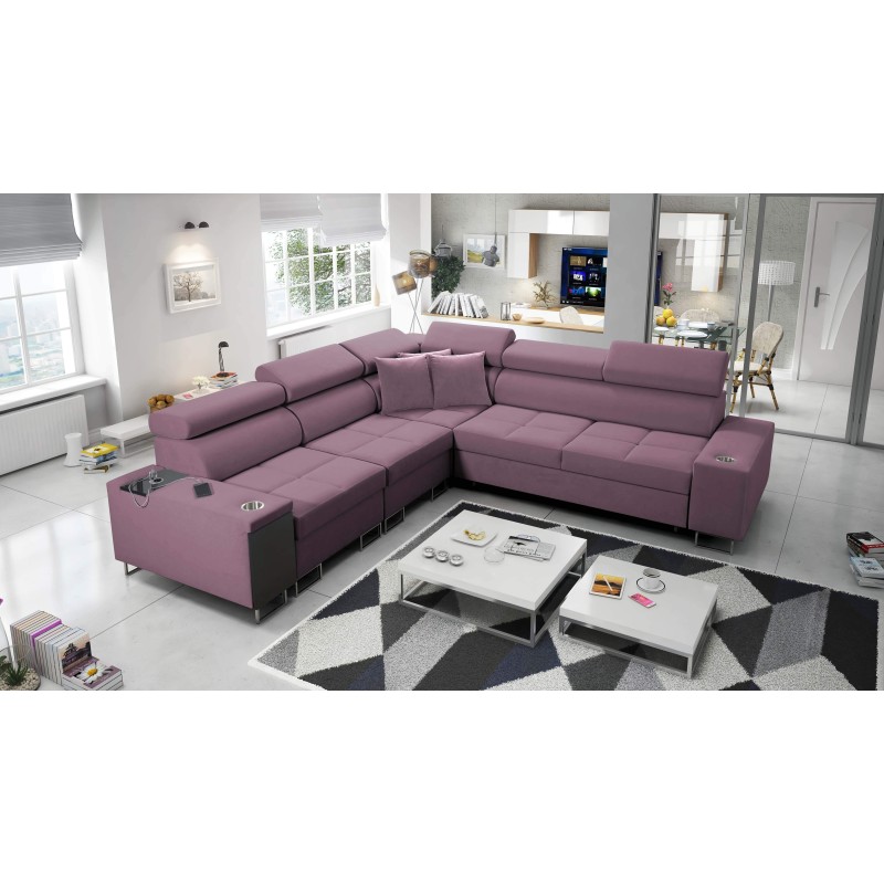 Orbix III corner sofa with sleeping function, adjustable headrests, and USB port - Spacious and comfortable