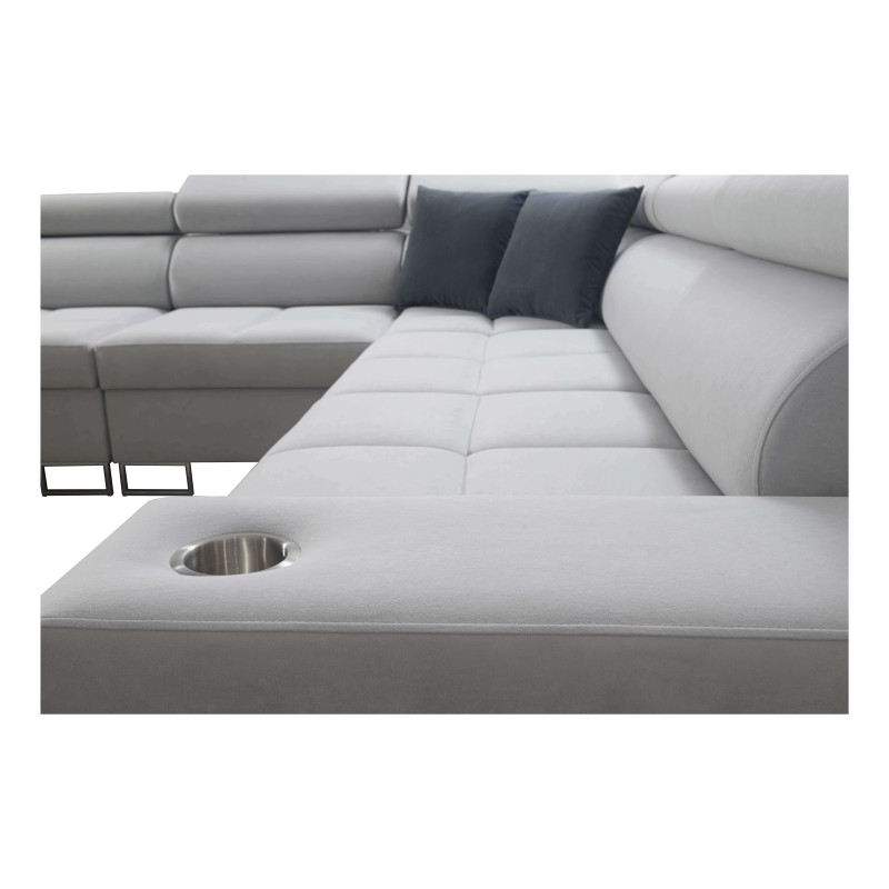 Ecksofa Orbix III mit Schlaffunktion, verstellbaren Kopfstützen und USB-Anschluss - Geräumig und bequem