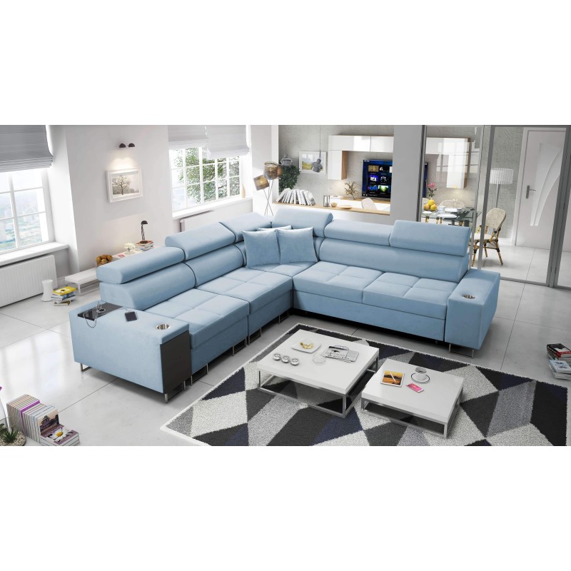 Ecksofa Orbix III mit Schlaffunktion, verstellbaren Kopfstützen und USB-Anschluss - Geräumig und bequem