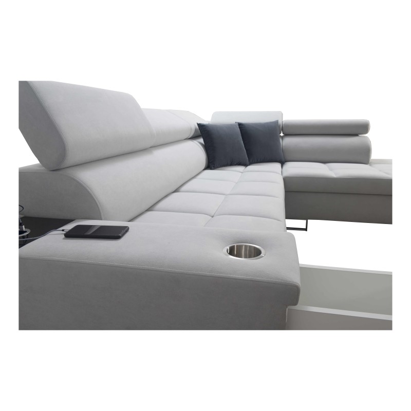 Sofá esquinero Orbix VII con función de cama en tela Plecionka, Sawana 84: ¡elegancia y funcionalidad en uno!