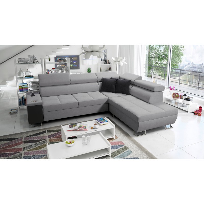 Rincón Orbix VII con función de cama en tela Plecionka, Sawana 21 - ¡elegancia y funcionalidad en uno!