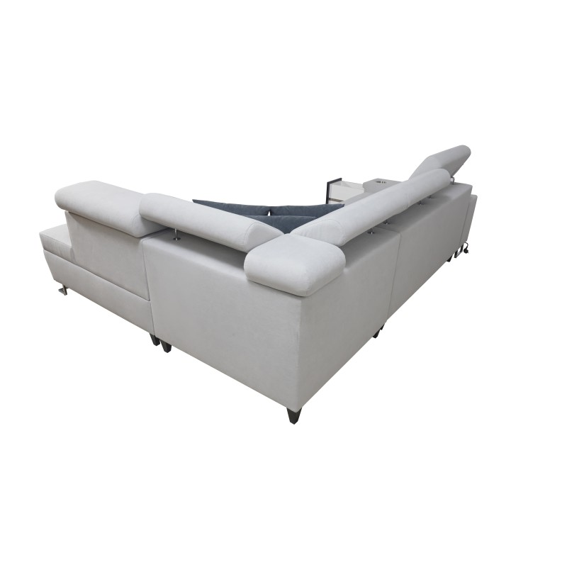 The Orbix VII corner sofa with a sleeping function in Plecionka fabric, Sawana 26 - elegance and functionality in one!