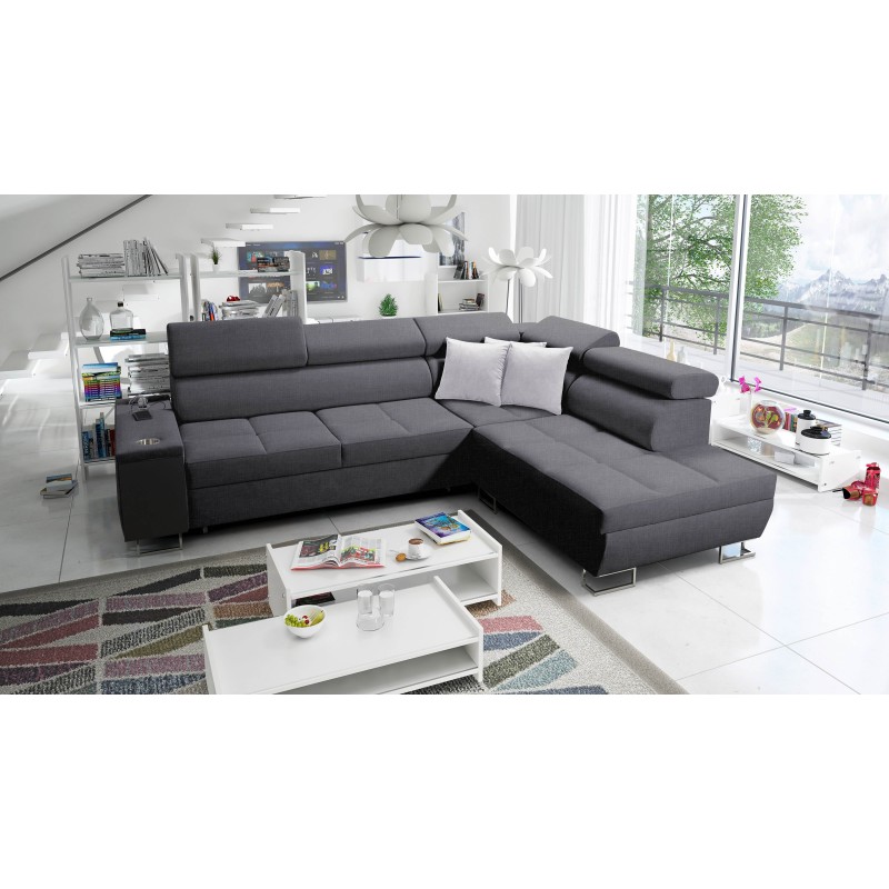 Ecksofa Orbix VII mit Schlaffunktion im Gewebe Plecionka, Sawana 96 - Eleganz und Funktionalität in einem!