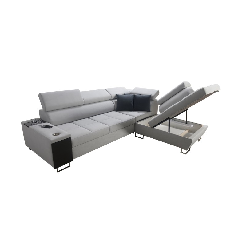 El sofá esquinero Orbix VII con función de cama en tela de terciopelo, Ultario Velvet 2978: ¡elegancia y funcionalidad en uno!