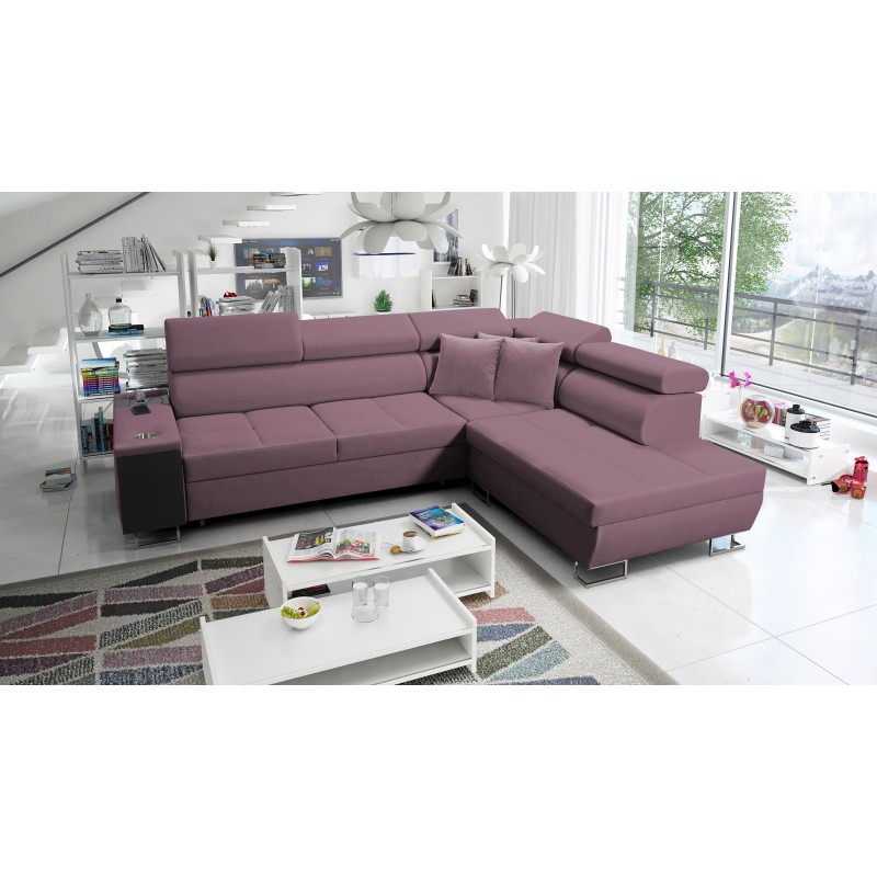 The Orbix VII corner sofa with a sleeping function in Velvet fabric, Ultario Velvet 2961 - elegance and functionality in one!