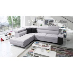 The Orbix VII corner sofa with a sleeping function in Plecionka fabric, Sawana 84 - elegance and functionality in one!
