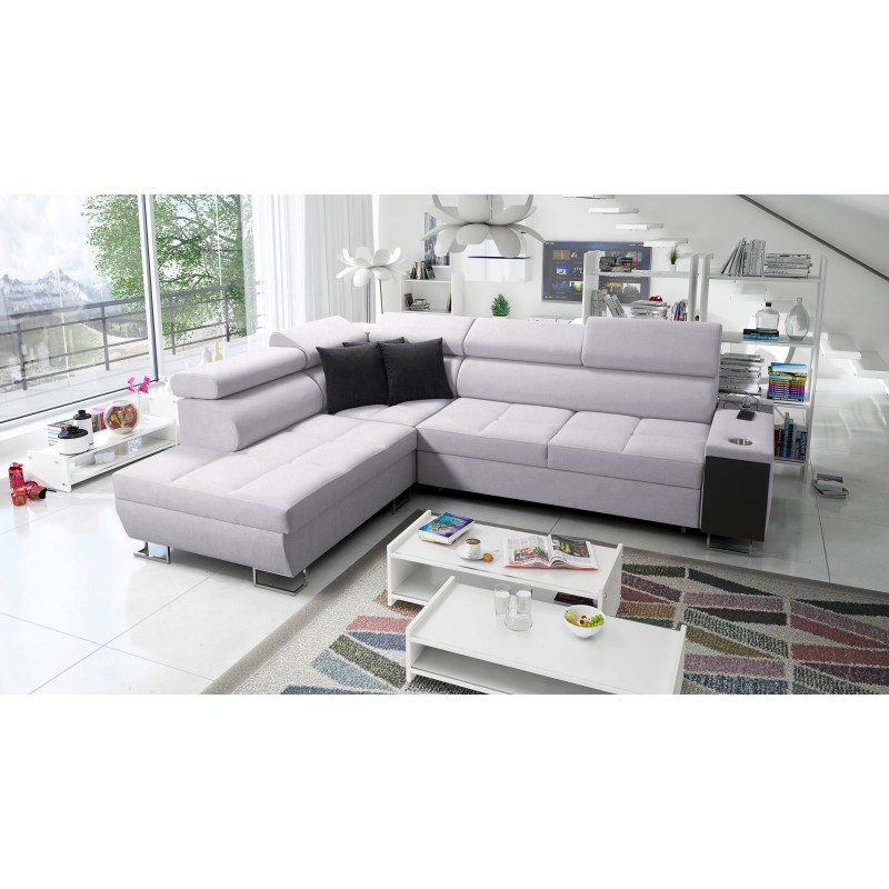The Orbix VII corner sofa with a sleeping function in Plecionka fabric, Sawana 84 - elegance and functionality in one!