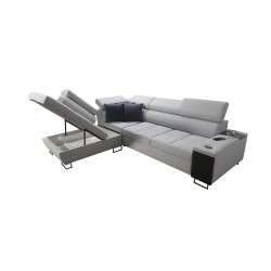 Ecksofa Orbix VII mit Schlaffunktion im Stoff Plecionka, Sawana 84 - Eleganz und Funktionalität in einem!