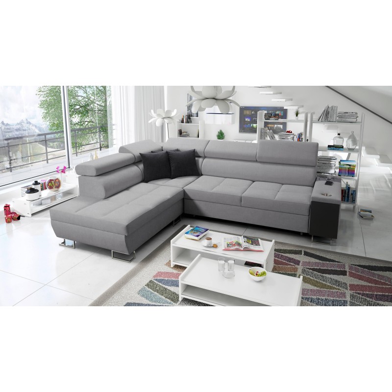 Orbix VII corner sofa with a sleeping function in Plecionka fabric, Sawana 21 - elegance and functionality in one!