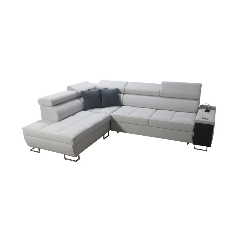 Orbix VII corner sofa with a sleeping function in Plecionka fabric, Sawana 21 - elegance and functionality in one!