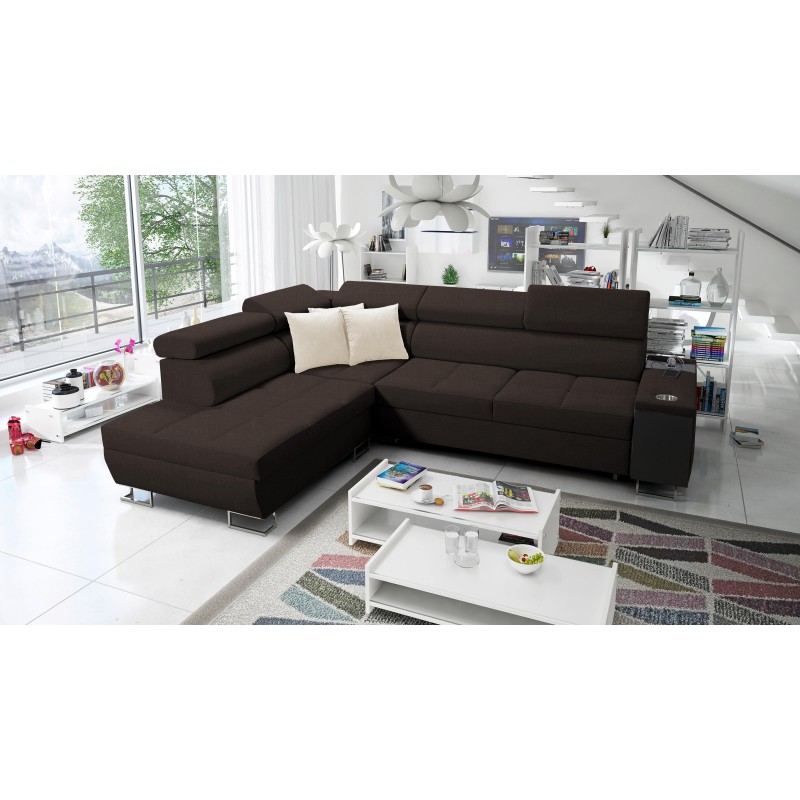 Ecksofa Orbix VII mit Schlaffunktion im Stoff Plecionka, Sawana 26 - Eleganz und Funktionalität in einem!