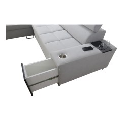 Esquina Orbix VII con función de cama en tela Plecionka, Sawana 26 - ¡elegancia y funcionalidad en uno!