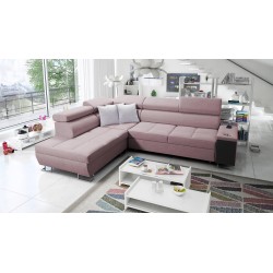 El sofá esquinero Orbix VII con función de cama en tela Plecionka, Sawana 61 - ¡elegancia y funcionalidad en uno!