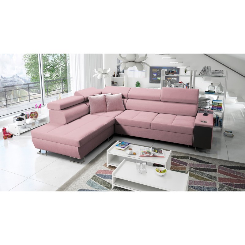 Orbix VII corner sofa with a sleeping function in Velvet fabric, Ultario Velvet 2955 - elegance and functionality in one!