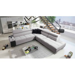 Orbix IX Corner Sofa with Sleeping Function, Adjustable Headrests, USB Port - Weave, Sawana 84