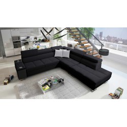 Orbix IX corner sofa with sleeping function, adjustable headrests, USB port - Woven fabric, Sawana 14