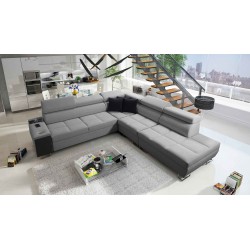 Orbix IX corner sofa with sleeping function, adjustable headrests, USB port - Weave, Sawana 21