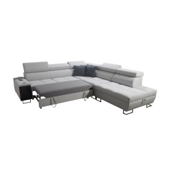 Ecksofa Orbix IX mit Schlaffunktion, verstellbaren Kopfstützen, USB-Anschluss - Geflecht, Sawana 25