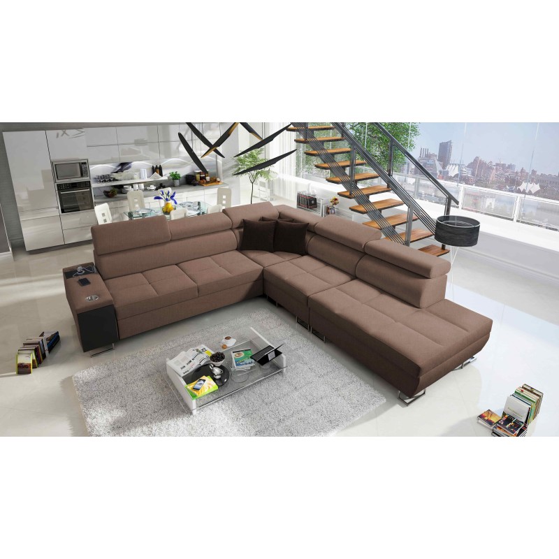 Кутовий диван Orbix IX з функцією сну, регульовані підголівники, порт USB - Плетіння, Sawana 25