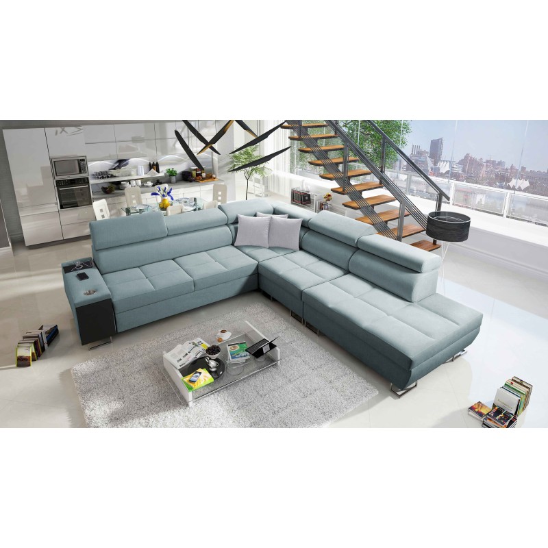 Orbix IX corner sofa with a sleeping function, adjustable headrests, USB port - Weave, Sawana 72