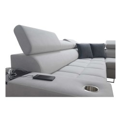 Ecksofa Orbix IX mit Schlaffunktion, verstellbaren Kopfstützen, USB-Anschluss - Geflecht, Sawana 72