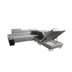 Ecksofa Orbix IX mit Schlaffunktion, verstellbaren Kopfstützen, USB-Anschluss - Geflecht, Sawana 96