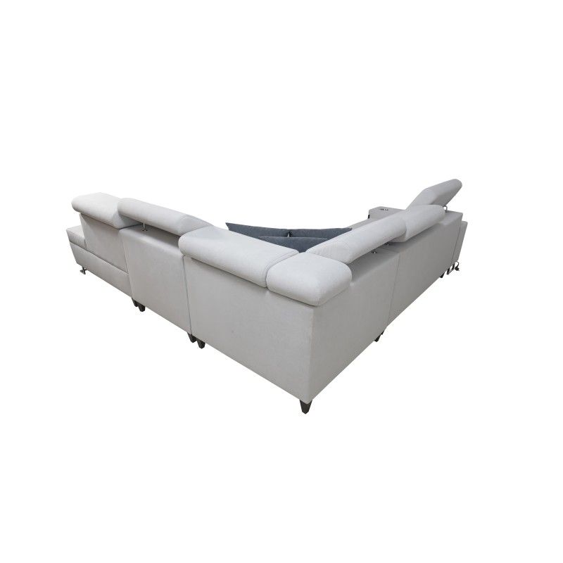 Ecksofa Orbix IX mit Schlaffunktion, verstellbaren Kopfstützen, USB-Anschluss - Geflecht, Sawana 96