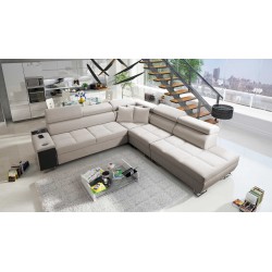 Sofá esquinero Orbix IX con función de cama, reposacabezas ajustables, puerto USB - Terciopelo, Ultario Velvet 2979