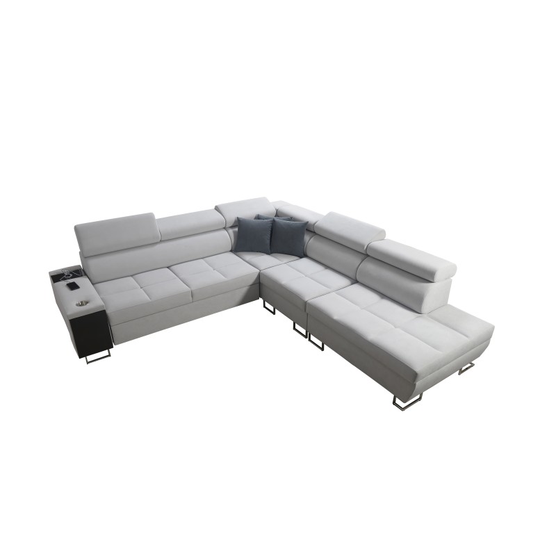 Orbix IX corner sofa with sleeping function, adjustable headrests, USB port - Velvet, Ultario Velvet 2955