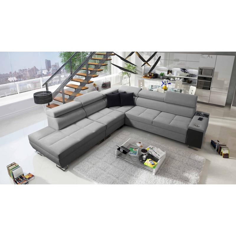 Esquina Orbix IX con función de cama, reposacabezas ajustables, puerto USB - Plecionka, Sawana 21