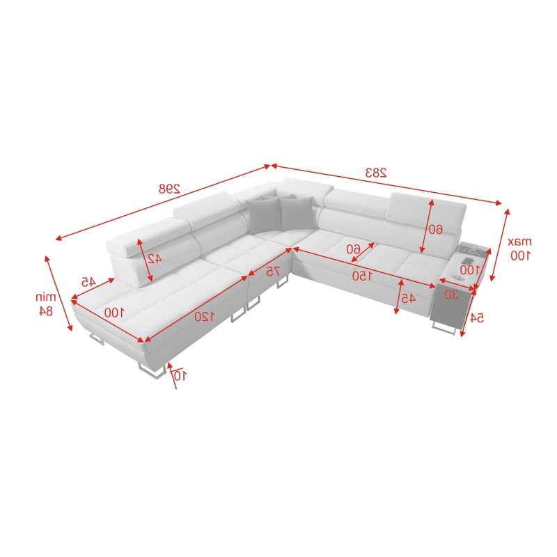 Orbix IX corner sofa with sleeping function, adjustable headrests, USB port - Weave, Sawana 25