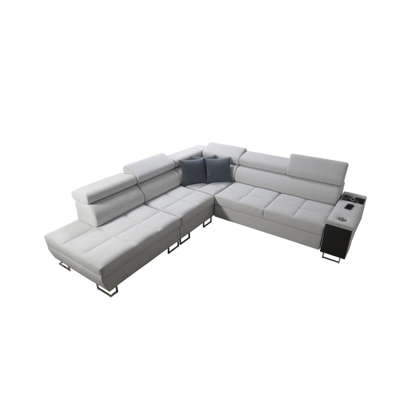 Orbix IX corner sofa with sleeping function, adjustable headrests, USB port - Weave, Sawana 25