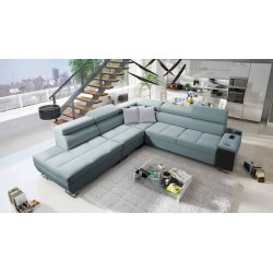 Orbix IX corner sofa with a sleeping function, adjustable headrests, USB port - Weave, Sawana 72
